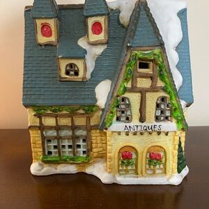 Antique Store Holiday Village House with Snow Accents